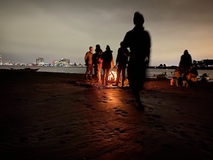 On a shoal in the bay