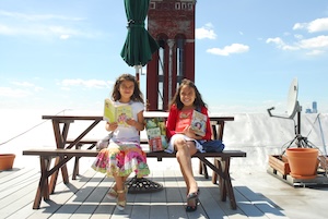 O and Lu on a rooftop in Brooklyn